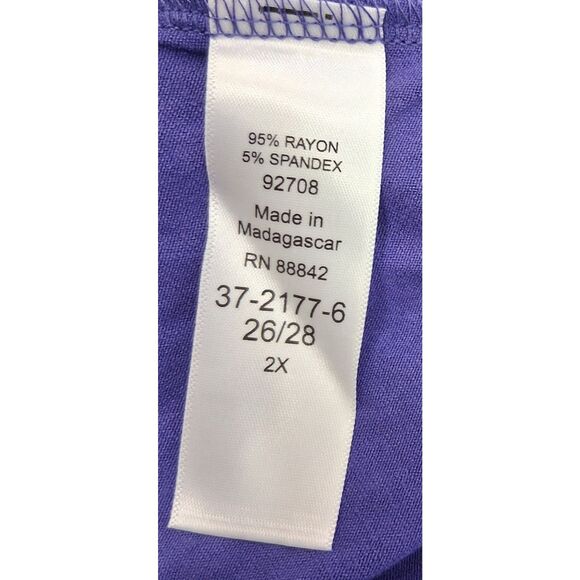 Roaman's womens plus 2X top purple boat neck tunic rayon spandex 26/28 - Picture 8 of 10